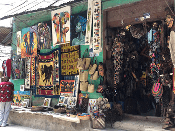 Colorful local art market display